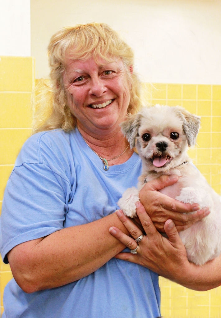 Lora Heidrich holding dog